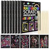 8 Pack Scratch Arts Drawing Notebook Paper for Kids Art Supplies, Large Rainbow Scratch and Sketch Books Set for Kids Party Favors