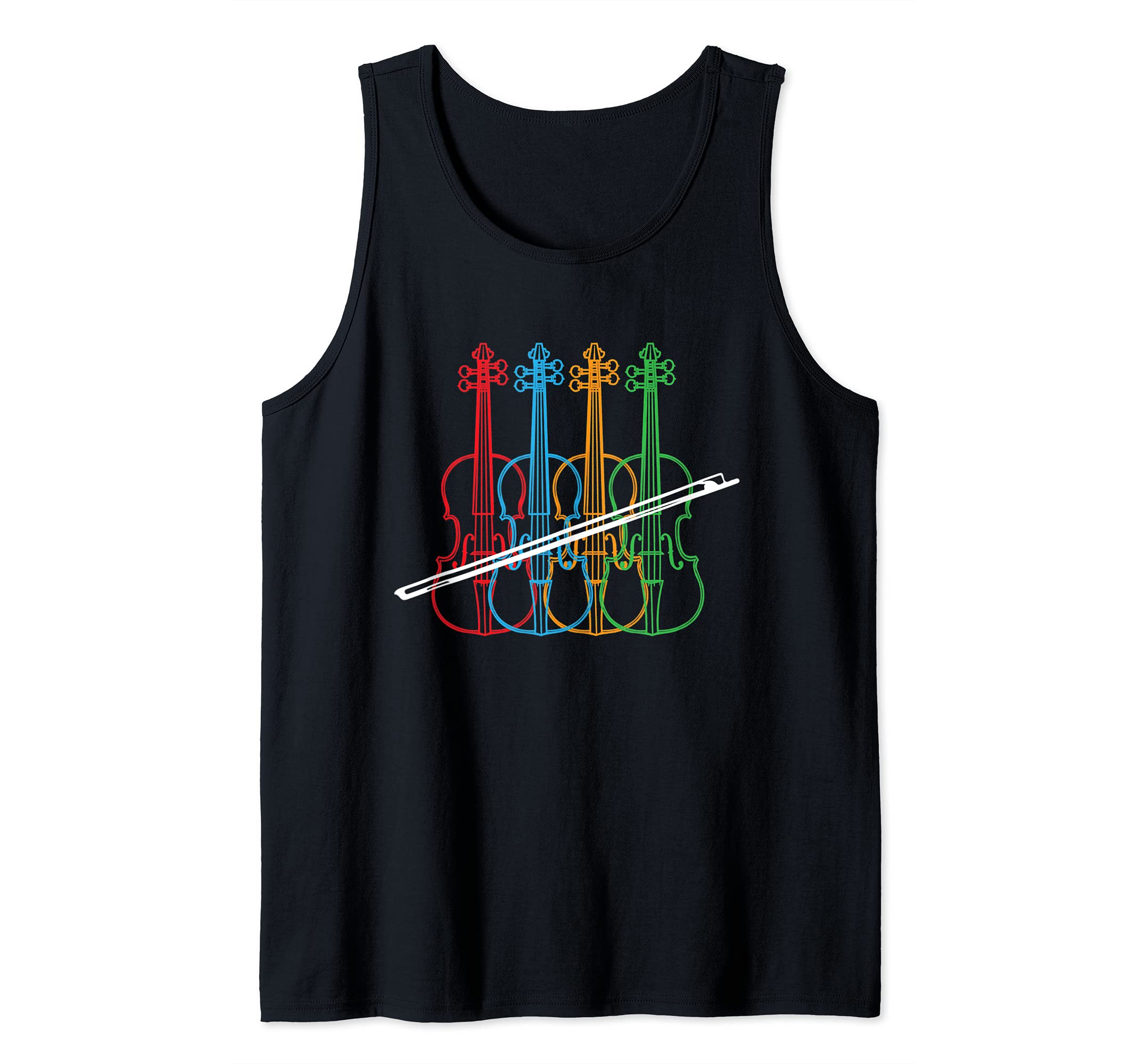 Vintage Colorful Violinist Violin Strings Orchestra Shirt Tank Top