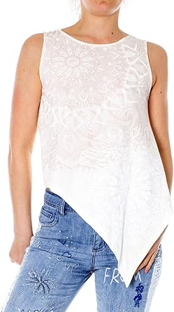 Desigual Luxury Fashion Mujer 19SWTK48WHITE Blanco Tank Top | Temporada Outlet: Amazon.es: Ropa y accesorios