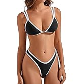 SUUKSESS Women Cheeky Thong String 2 Piece Bikini Sets Sexy High Waist Swimsuit