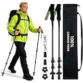 aiGear Carbon Fiber Trekking Poles, Collapsible Hiking Poles, 24-53 in | Cork Grips, Quick Flip Locks, Tungsten Carbide Tips, Mud and Snow Baskets, Carry Case for Backpacking and Camping