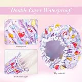 G2PLUS 2Pcs Kids Shower Caps Elastic Double Layer Reusable Child Hats view 4