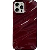 Caseative for iPhone 12 Pro Case, Wine Red | Water Ripple Pattern Curly Wave Shape Soft