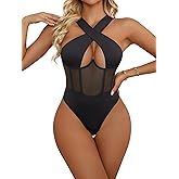 Rigeri Criss Cross Halter Bodysuit Sexy Lingerie for Women Halter Top for Womens S-3XL