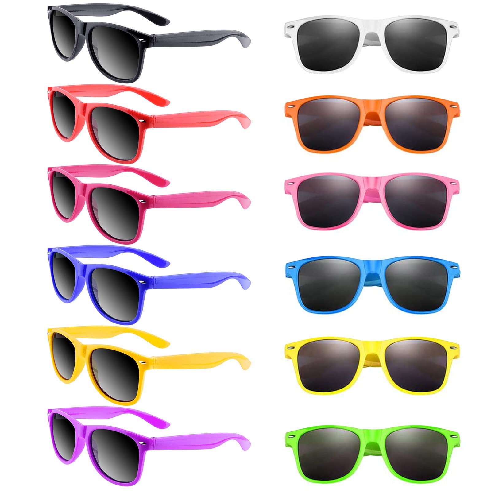 Morcheiong 12 Pack Neon Colors Sunglasses，Sunglasses Party Favors Goody Bag Fillers Fun Gift for Birthday Party Beach Pool Party