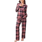 Ekouaer Womens Pajama Sets Button Down Pjs Sets Soft Long Sleeve Sleepwear Button Up Loungewear with Pockets, S-XXL