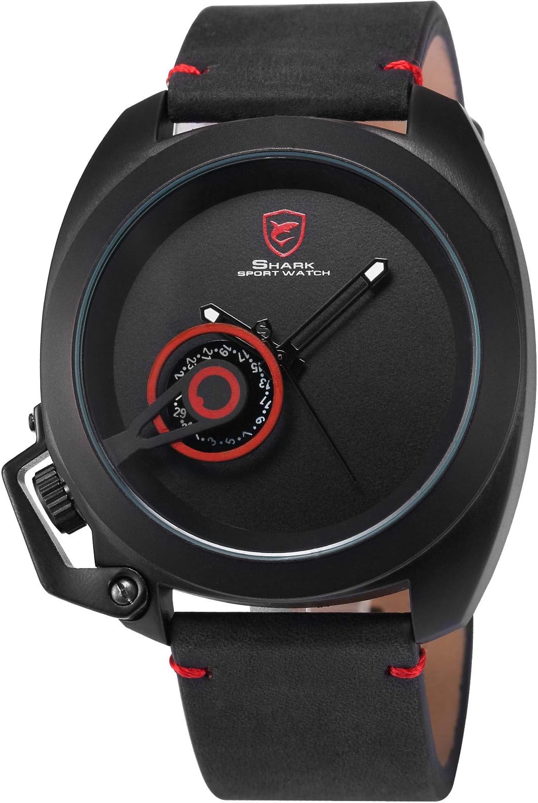 Tawny Shark Men's Sport Quartz Wrist Watch Minimalist Crazy Horse Leather Strap SH446
