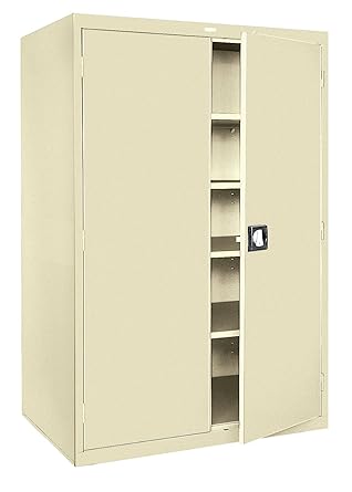 Amazon Com Sandusky Lee Kde7848 07 Putty Steel Powder Coat Snapit Storage Cabinet Keyless Electronic Coded Lock 4 Adjustable Shelves 78 Height X 48 Width X 24 Depth Industrial Scientific