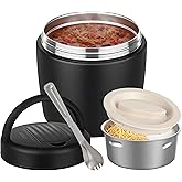 Misonea Thermo for Hot Food 32OZ, Vacuum Insulated Food Jar for Adults, Stainless Steel Soup Thermo Wide Mouth Leakproof Lunch Containers with Spoon for School Office, Black