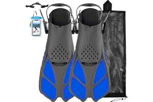 Happyouth Swim Fins Snorkel Fins Snorkeling Gear Flippers for Swimming Short Diving Fins Travel Size with Mesh Bag Extra Fin Strap Open Heel Adjustable