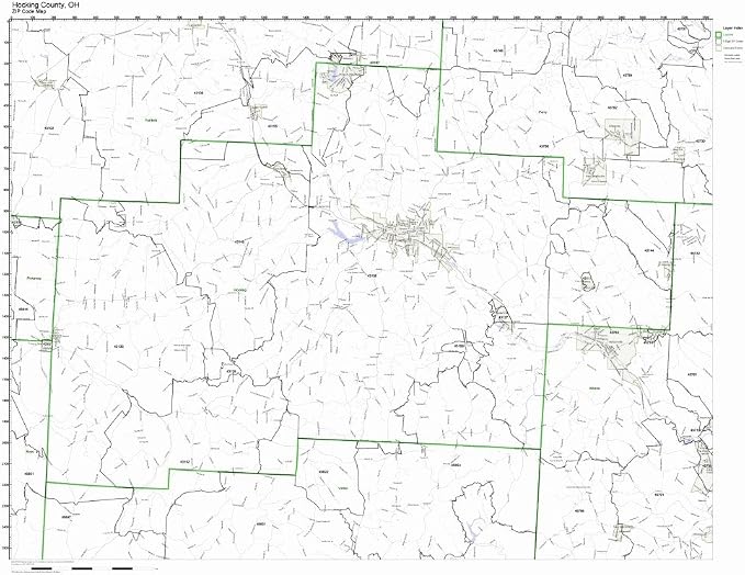 Amazon.com: Hocking County, Ohio OH ZIP Code Map Not Laminated: Home