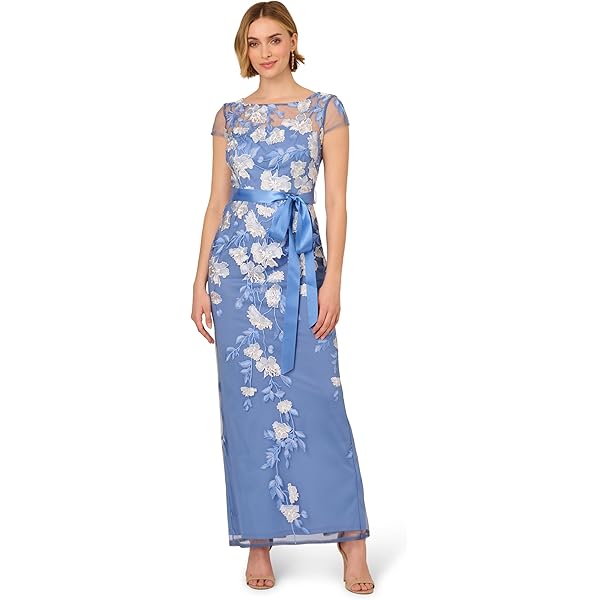 Amazon.com: Adrianna Papell Women's Mateleasse Column Gown | Elegant  Evening Gown with Floral Design, Back Slit & Cap Sleeves, Blush Multi 2 :  Clothing, Shoes & Jewelry