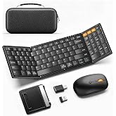 Foldable Keyboard and Mouse with Storage Bag, 2.4G+BT5.0 x 2 for Laptop | Full-Size US Layout, Quiet in Shared Spaces, Travel