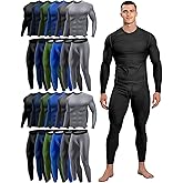 Hicarer 12 Set Thermal Underwear Compression Set Bulk for Men Homeless Wholesale Base Layer Winter Top Bottom No Plush Lining