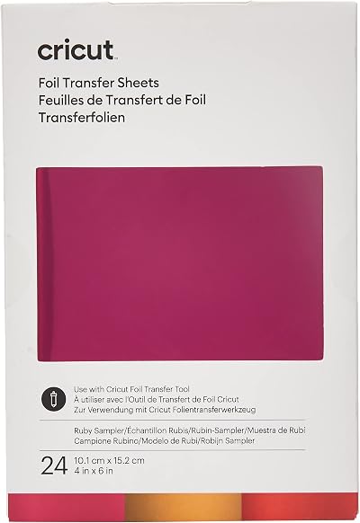 Cricut 2008717 Foil Transfer Sheets Sampler Ruby 24 ct 3 colors 4x6