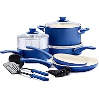 GreenLife Soft Grip Healthy Ceramic Nonstick Blue Cookware Pots and Pans Set, 12-Piece