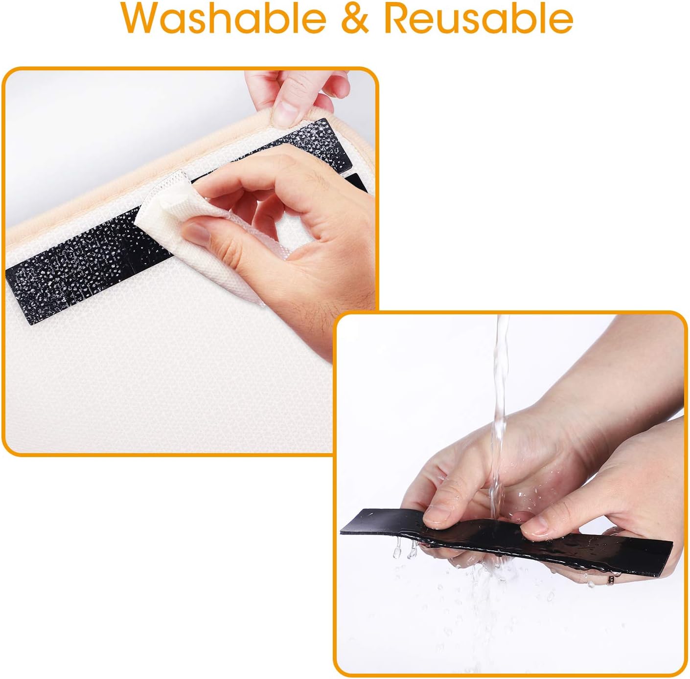 Rug Gripper, 16 Pcs Double Sided Anti Curling Non Slip Reusable Rug Pad, Washable Rug Tape for Hardwood Floors, Tile Floors, Carpets, Floor Mats, Wall (Black): Kitchen & Dining