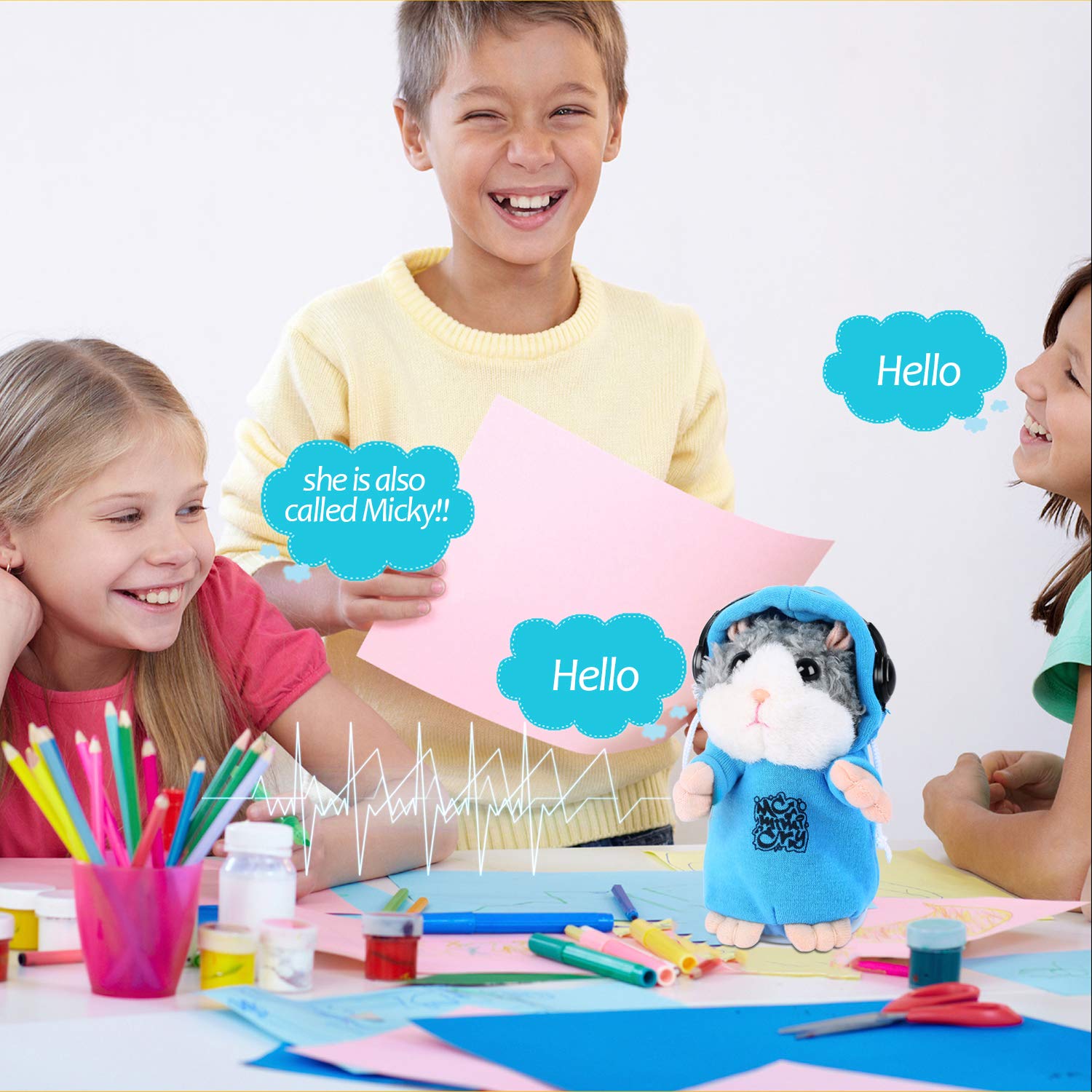 Talking Hamster Repeats What You Say, Cute Plush Electronic Mimicry Hamster Toy with Interactive Function, Gift for Kids Birthday and Parties (S1)