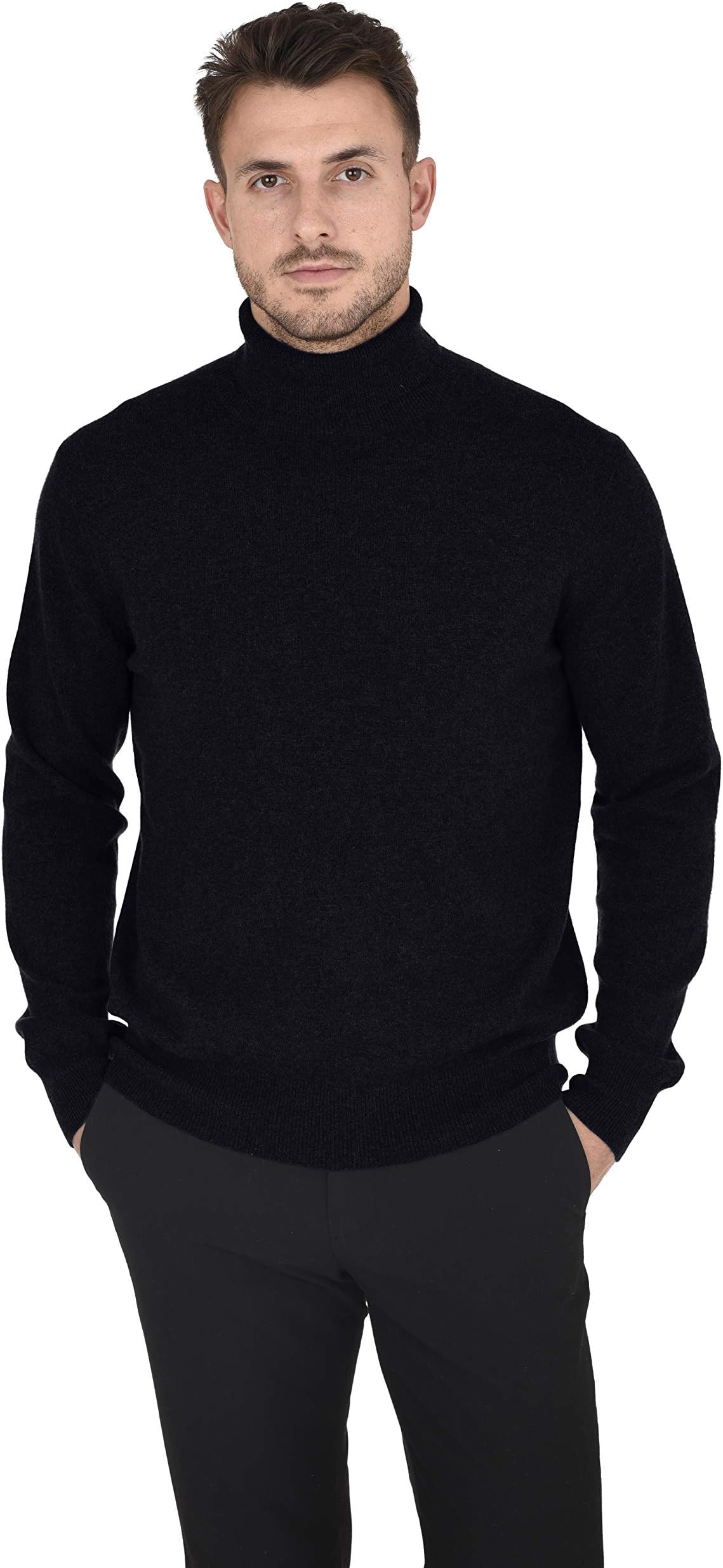 Men's Essential Knit Turtleneck Sweater Cashmere Wool Long Sleeve Roll Neck Pullover