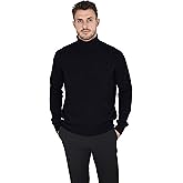 Cashmeren Men's Essential Knit Turtleneck Sweater 100% Merino Wool Long Sleeve Roll Neck Pullover