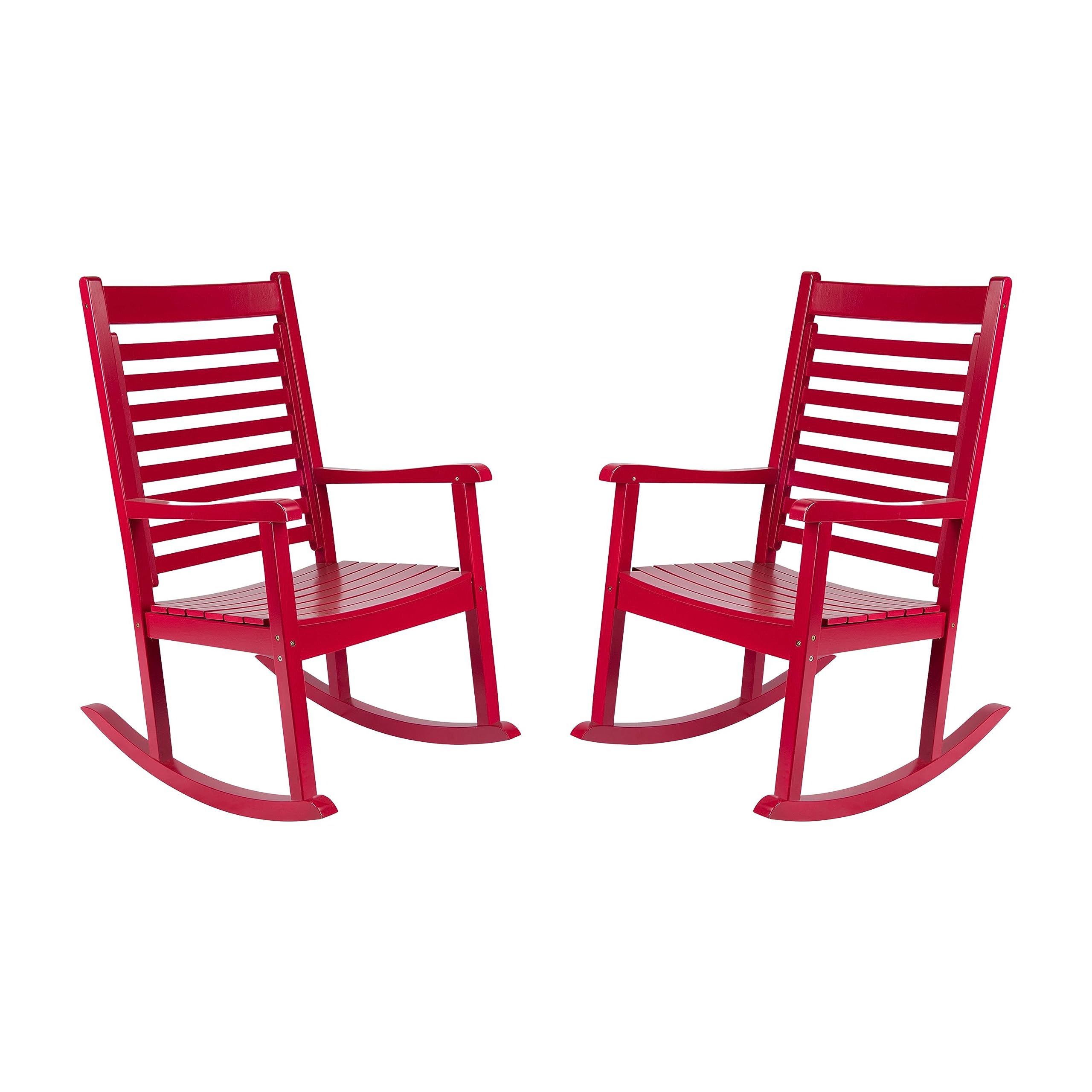 Photo 1 of **RED PAINT IS PEELING IN SPOTS**Shine Company Modern Wood Rocking Chairs, Ergonomic Wide Seat Porch Rockers, 2-Pack, Chili Pepper