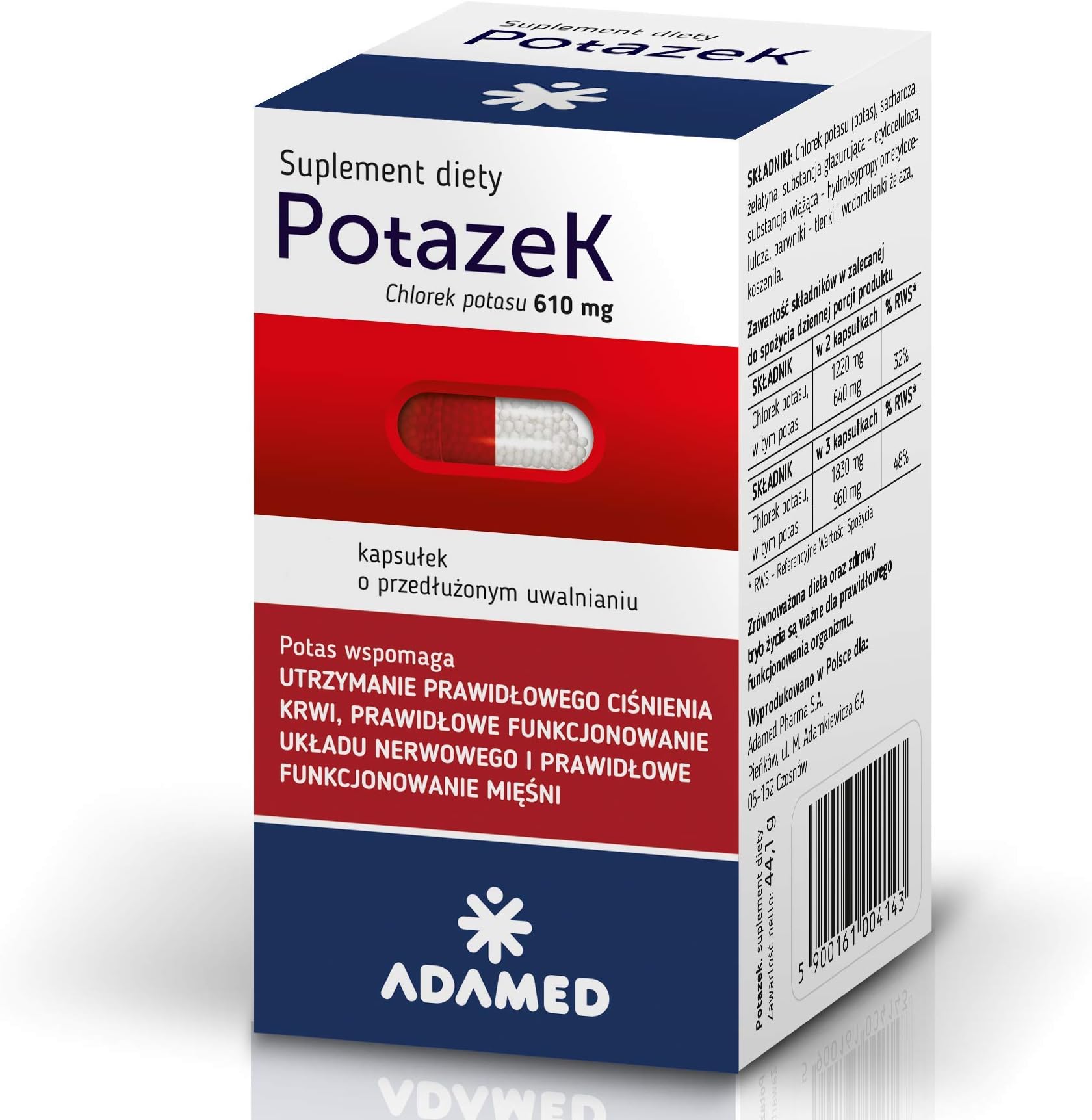 Potazek x 100 caps, Potassium Chloride