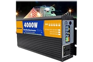 4000W Pure Sine Wave Inverter 12V -72V DC to 120V/240V AC Power Inverter with 1 AC Outlets,LCD Display, Car Power Converter f