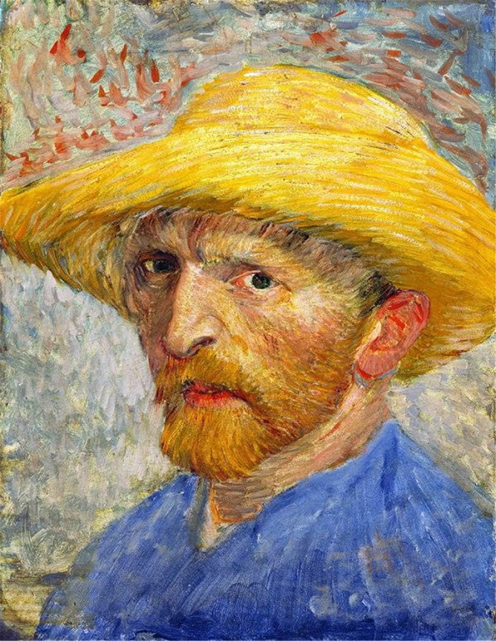 LanMent Painting by Numbers for Adults Van Gogh Wearing Straw Hat, DIY Oil Paint by Number Kits Home Decor Wall Gift Painted for Painting Beginner 16 x 20 Inches