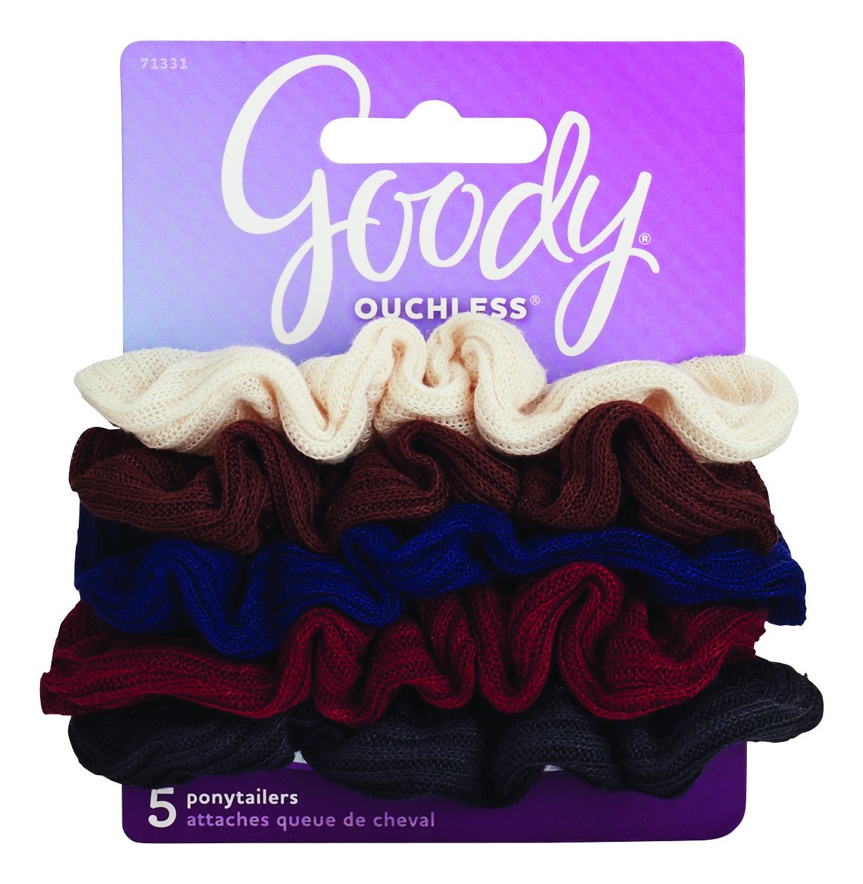 6 Pc Goody Ouchless Ponytailer Scrunchies Thin Hair Ties Elastic
