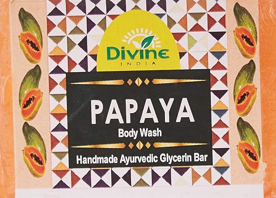 Divine India Papaya Soap-Herbal and Handcrafted-125 Gm (Pack Of 3)