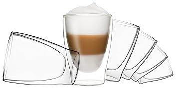 DUOS 6X 310ml doppelwandige Gläser, Latte Macchiato Thermogläser - Set mit Schwebe-Effekt, auch für Tee, Eistee, Säfte, Wasse