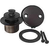 AB&A 60265 Tub Drain Trim Kit with Push eN Lift Stopper, Two-Hole Overflow Plate, and Press-in Strainer Cover, Oil Rubbed Bro
