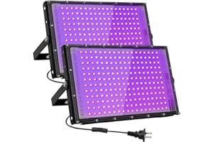 Waygor 200W LED Black Lights for Glow Party IP65 Waterproof UV Blacklight Floodlight 395nm Blacklight Spotlight Purple Black Light Flood Light Fluorescent UV Lights Lamp for Halloween Decor (2 Pack)