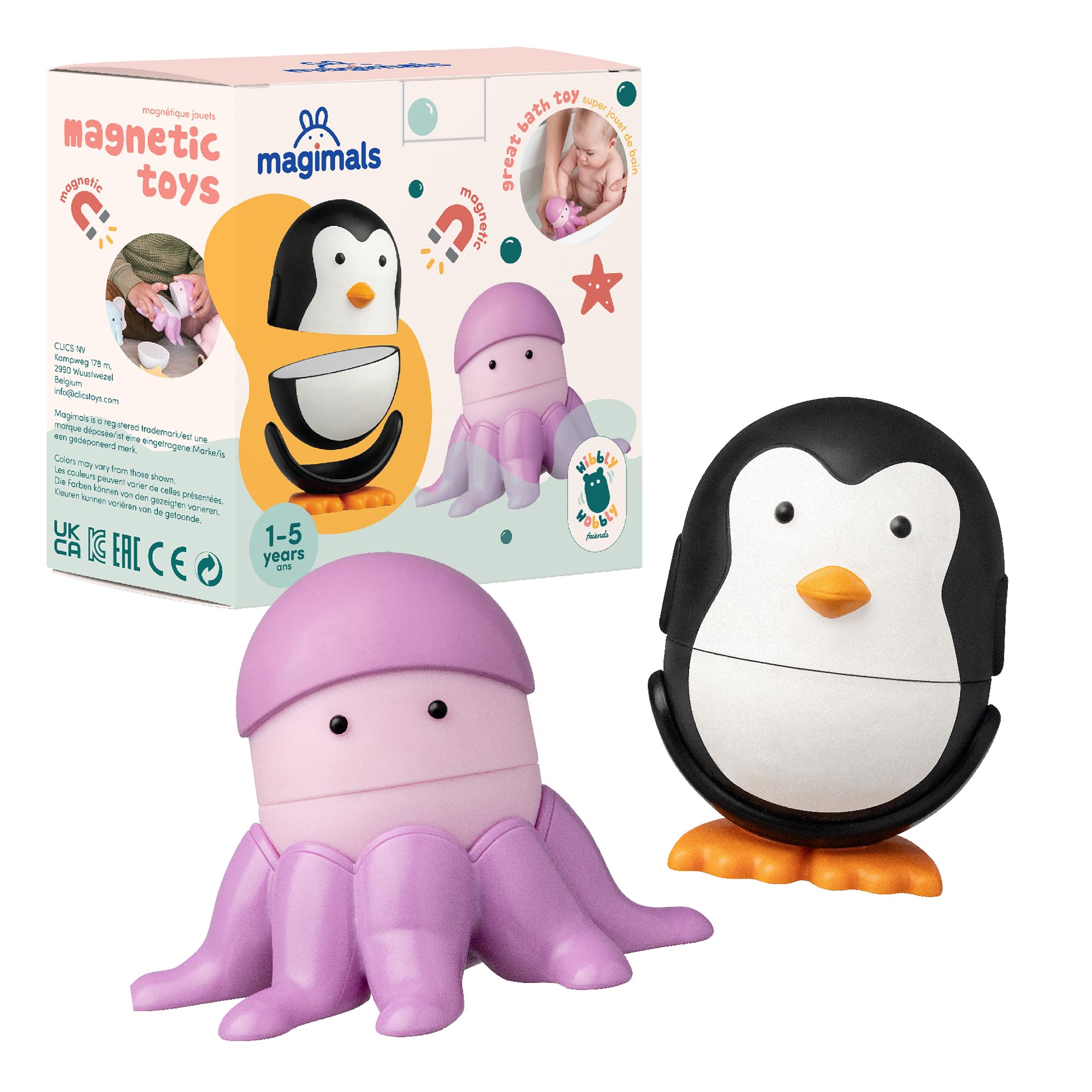 Magimals Sealife – Interactive & Magnetic Animals to connect together (6 pieces). Fun and creative bath toys for your child - Safe and squeezable.