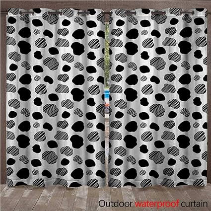 Amazon Com Cow Print Home Patio Outdoor Curtain Black And White