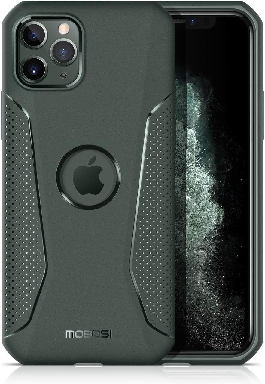 MOBOSI Net Series Armor Designed for iPhone 11 Pro Case 5.8 inch (2019), Slim Lightweight Military Grade Shockproof Drop Protection Hybrid Matte Soft Cell Phone Cover - Midnight Green