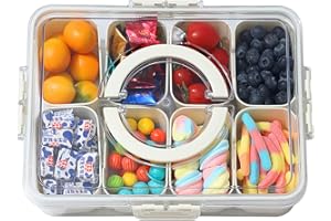 ZIYIZE Divided Serving Tray with Lid and Handle - Snackle Box Charcuterie Container for Portable Snack Platters - Clear Organizer for Candy, Fruits, Nuts, Snacks - Perfect for Party, Entertaining