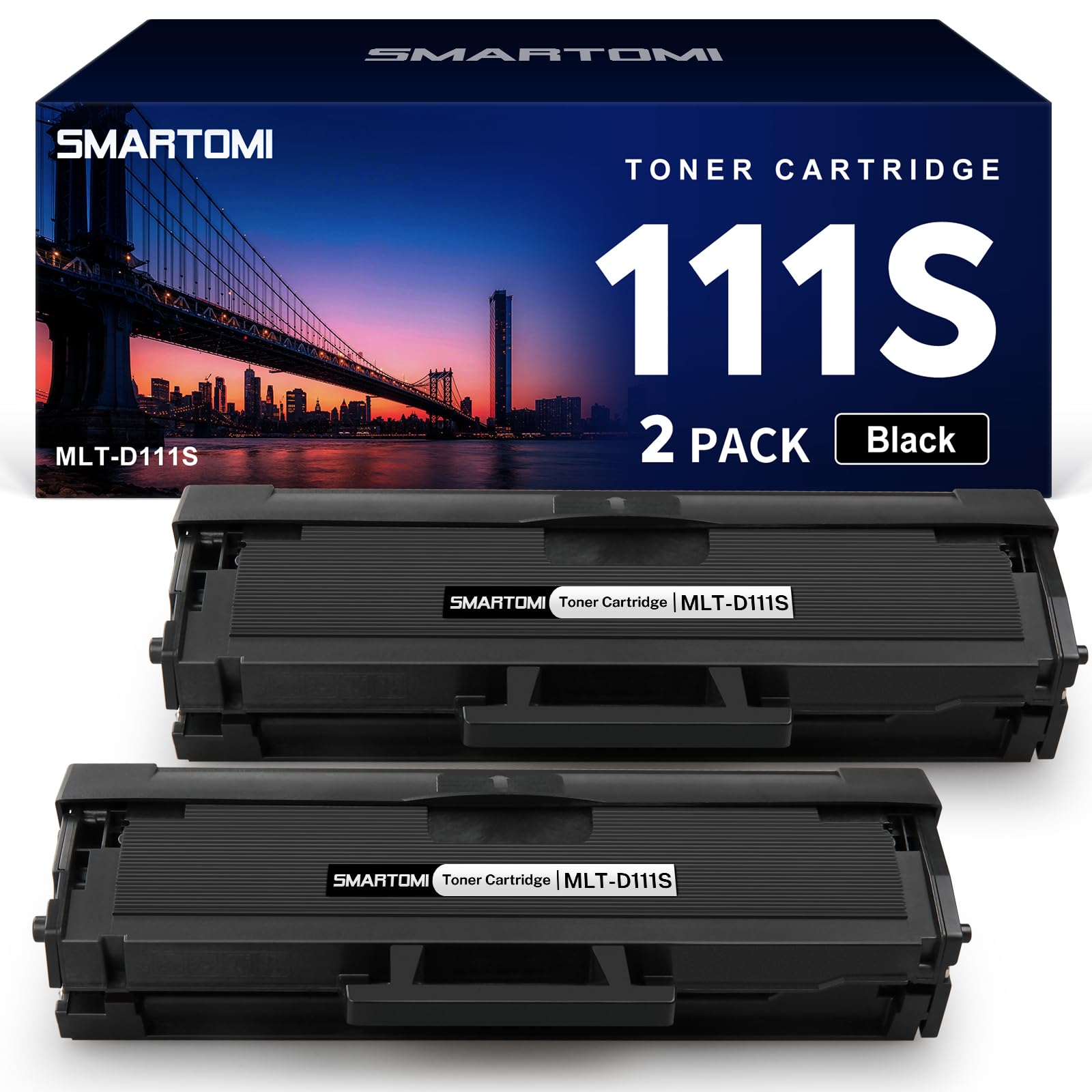 SMARTOMI D111S D111L Compatible Toner Cartridge Replacement for Samsung MLT-D111S MLTD111S for Xpress M2026W M2026 M2070W M2070 M2020 M2020W M2022W M2022 M2070FW M2070F M2078W M2078 (Black, 2 Pack)