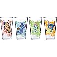 Silver Buffalo Disney Lilo and Stitch Tropical Panel 4-Pack Pint Glass Set, 16-Ounces