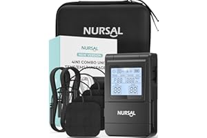 NURSAL Tens Unit Muscle Stimulator, 4 in 1 TENS EMS Machine with 25 Modes Include DIY, 40 Intensities Electric Massager for Shoulder, Back Pain Relief, TENS Pads, A Carry Case