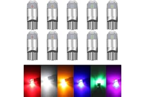 UNXMRFF 194 LED Bulbs Mix Color, T10 W5W 2825 168 LED Bulbs 3030 Chips 2-SMD 194 Bulb Replacement for 12V License Plate Light, Dome Map Light, Side Marker Light, Courtesy Light Bulbs, Pack of 12