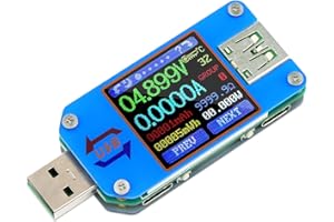 DROK USB Power Meter, DC 4-24V 5A LCD USB A&C Voltage Current Display USB Tester Multimeter, Test Speed of Charger Cables, Capacity of Power Bank, QC 2.0 3.0