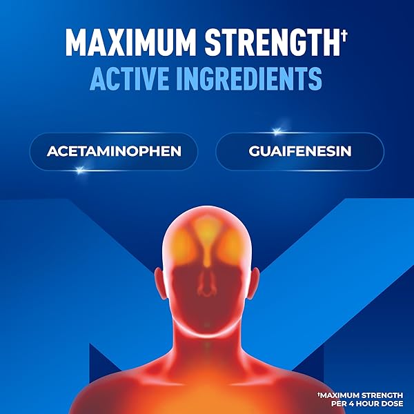 MUCINEX RAPID CLEAR MAXIMUM STRENGTH COLD MEDICINE & EXPECTORANT, FEVER, PAIN, HEADACHE, & EXCESS MUCUS RELIEF WITH ACETAMINOPHEN & GUAIFENESIN, RAPID RELEASE CAPLETS FOR ADULTS, 20 COUNT