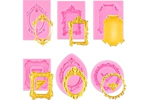 SNOMEL 6 Pieces Baroque Style Photo Frame Silicone Models, Candy Fondant Form for Craft Decoration, Vintage Frame Models for 