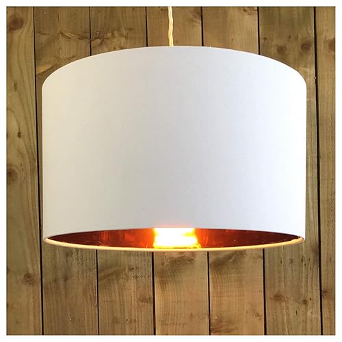 white lampshade with copper lining
