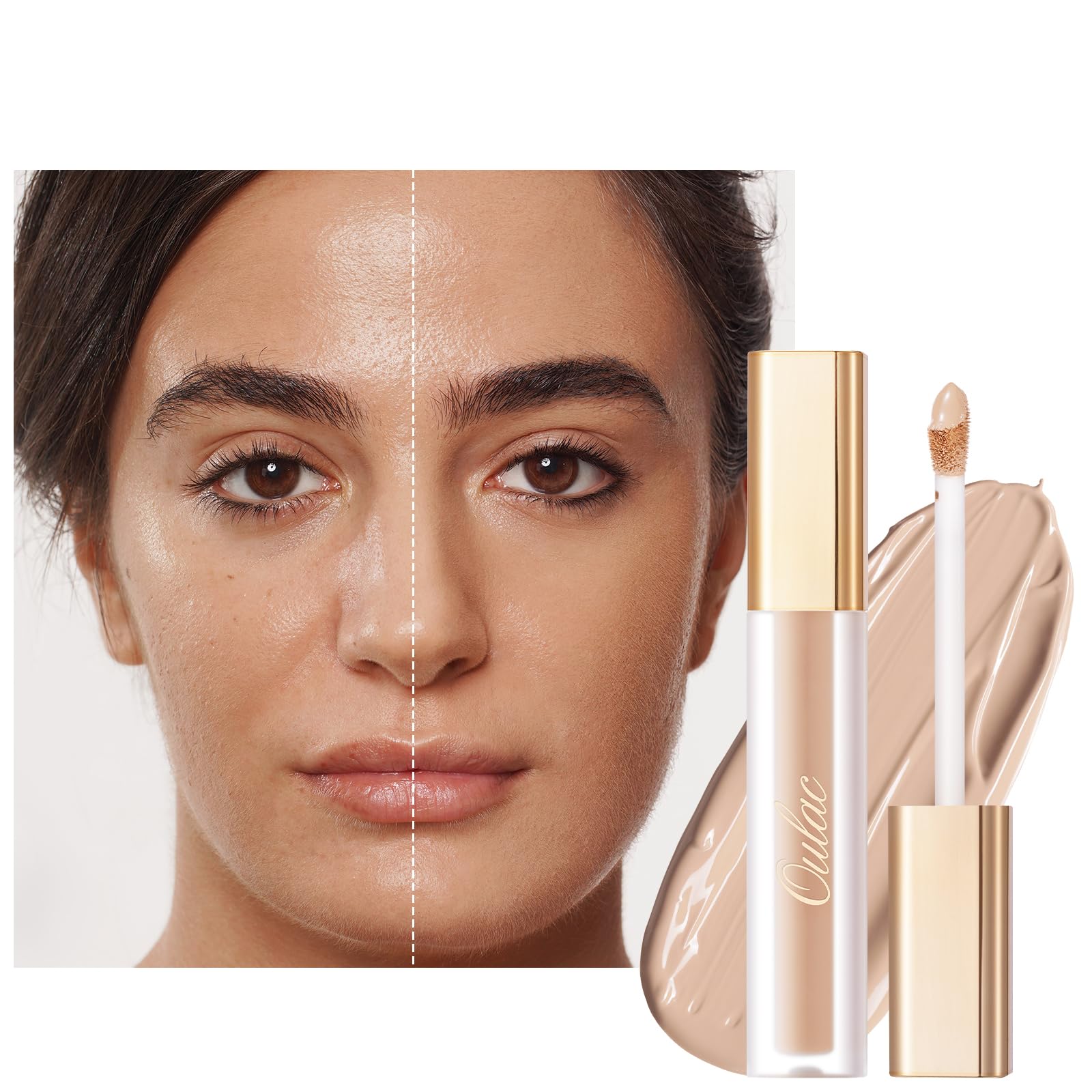 Oulac Concealer Full Coverage, Concealer for Under Eyes, Long Lasting Multipurpose Make up Concealer, Moisturising & Hydrating Formula, Shade: W2 Nude 3.8 ml