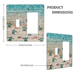 Sea Turtle Beach Rustic Wood 2 Gang Light Switch