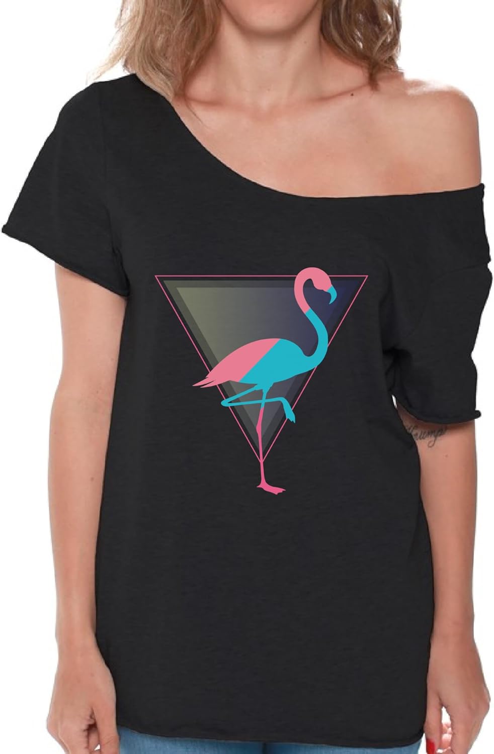 Pekatees Flamingo Party Shirt Off The Shoulder for Women