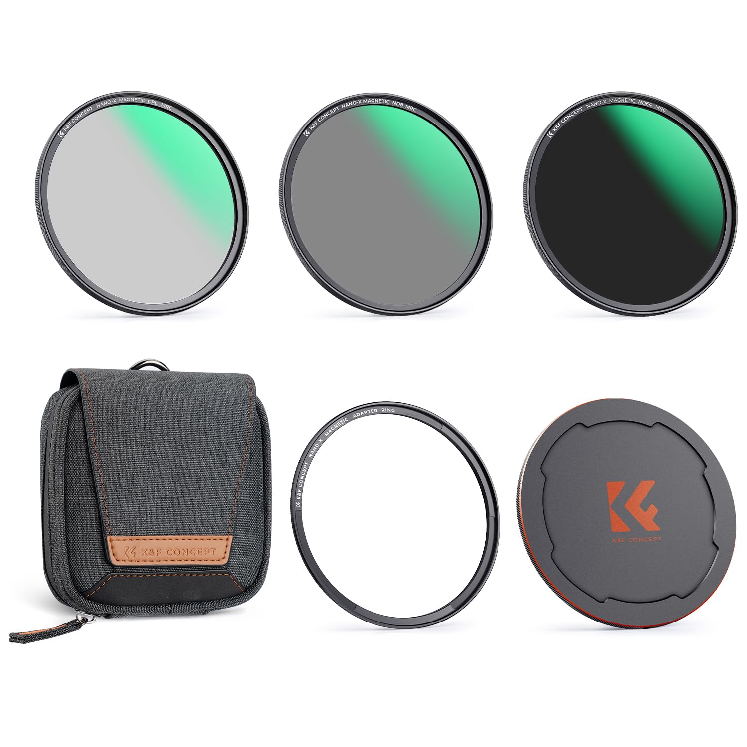 Photo 1 of K&F CONCEPT 62mm Magnetic CPL+ND8+ND64+Magnetic Basic Ring+Lens Cap Camera Lens Filters Kit (5 Pack) -Optical Glass Polarizing Neutral Density Filters Kit with 28 Multi-Layer Coated (Nano-X Series)