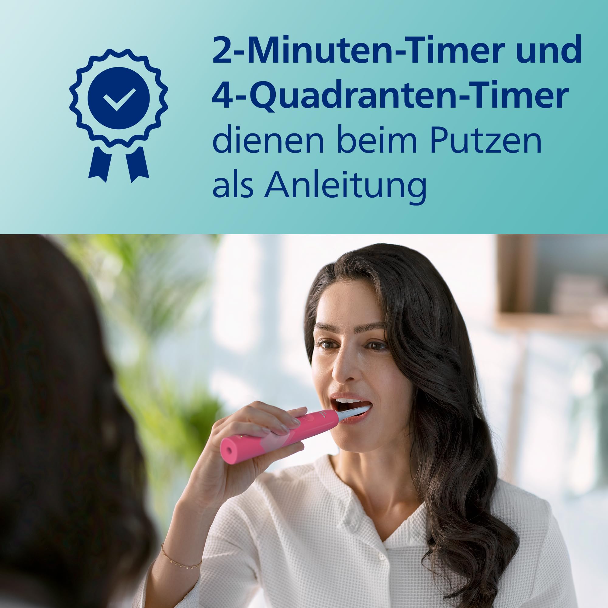 Philips Sonicare 4100 elektrische Zahnbürste mit Schalltechnologie und zwei Modi, Andruckkontrolle und SmarTimer, Paradise Pink Prismatic, Modell HX3689/41 5